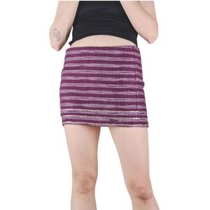 Abercrombie Fitch Burgundy Striped Sequin Mini Skirt Women Size 8